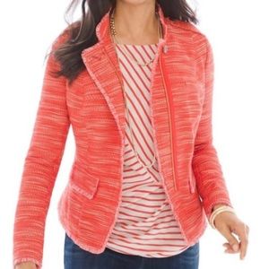 NWT Chico's Textured Fringe Jacket Garibaldi Orange